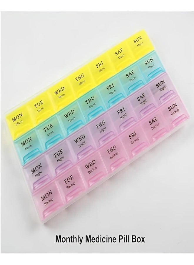 Garth علبة حبوب جارث، منظم أدوية أسبوعي لمدة 7 أيام | منظم يومي محمول للسفر، حامل للفيتامينات | علبة أقراص أو أدوية تكفي لمدة 28 يومًا أو 4 أسابيع | منظم حبوب 4 مرات في اليوم - Image 2